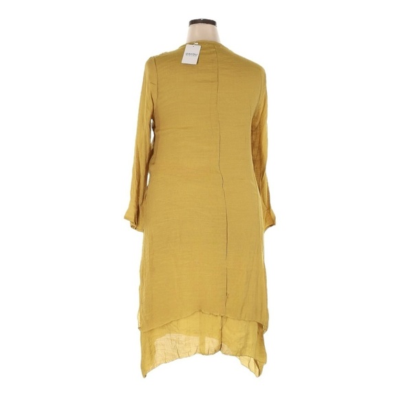 Dayou Boho Lagenlook Midi Dress 1X 2X NWT Mustard Yellow Layered Hem - Picture 2 of 8
